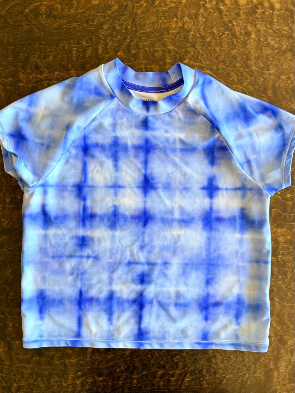 Athleta Girl Mock Neck Swim Rashguard - Blue pattern Size 14